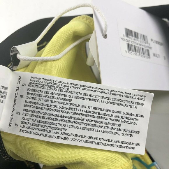 Women Small TWIIN Yellow Checkered High Cut Contrast Band Bikini Bottom - Picture 5 of 5